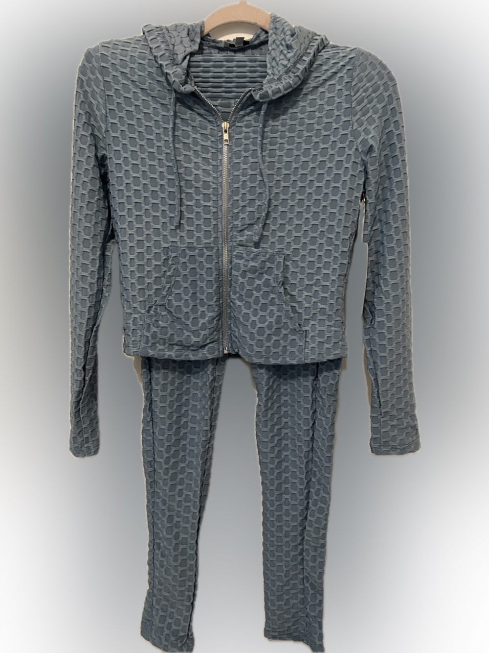 iris Light Blue Textured Workout Set